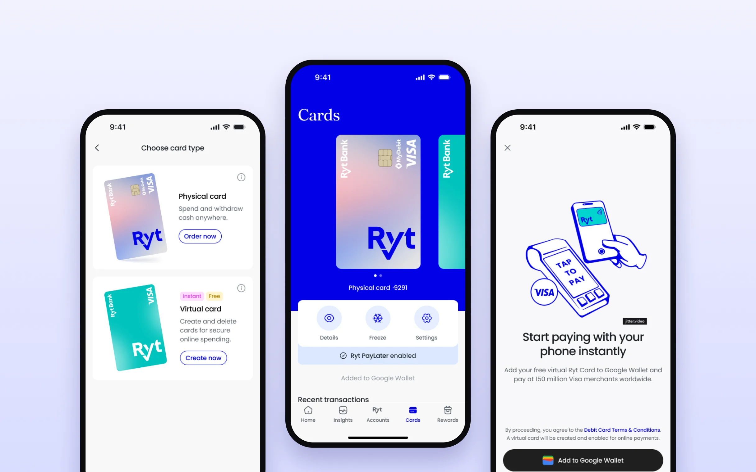 Ryt debit cards, physical and virtual