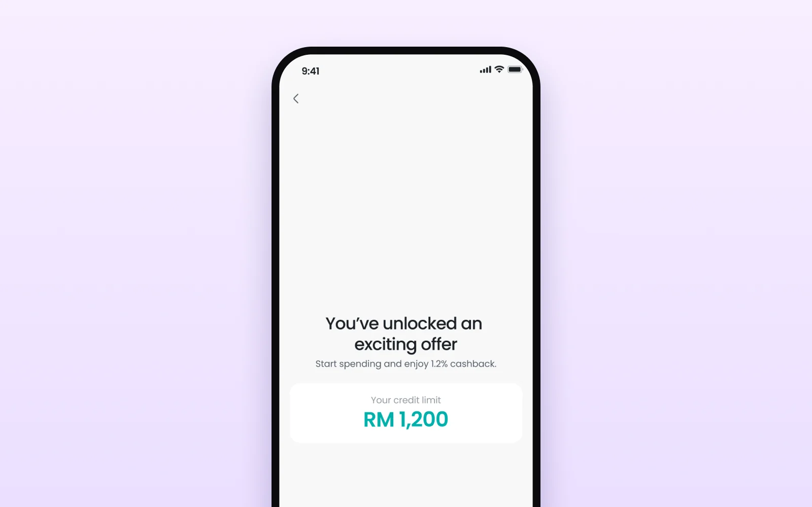 Ryt Credit activation screen revealing the limit